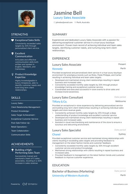 lv sales resume|luxury sales cv examples.